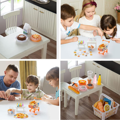 Diinokiy 200Pcs Dollhouse Miniature Food Drinks Bottle Cooking Toys Kitchen Accessories Mini Play Fake Resin Pretend Game Party Tableware Bread Cake Ice Cream 1/12 Doll House Landscape