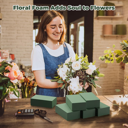 New 6 Pack Large Floral Flower Foam Blocks, Green Plant Foam for Flower Arrangements, Wet & Dry Florist Foam Styrofoam for Fresh and Artificial Flowers (7.5"L X 3.5"W X 2"H)