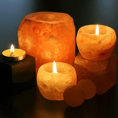 Himalayan Glow Hand Carved Himalayan Salt Candle Holders - Home Decor Night Light