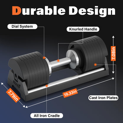 SNODE AD80 Adjustable Dumbbell Set 80LBS (Pair) with Dumbbell Rack, Strength Equipment for Home Gym for Men and Women