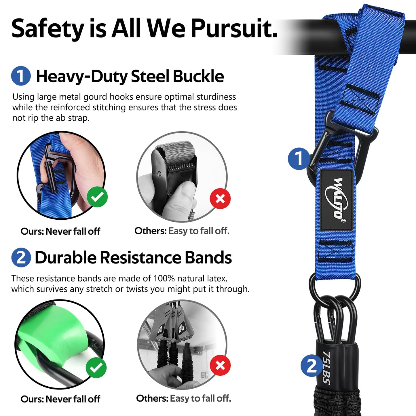 Pull Up Assistance Bands, Heavy Duty Resistance Bands for Pull Up Bar, Pull Up Assist Band with Feet Rest, Pull Up Assist Band Strength Training Workout Equipment, Height Adjustable