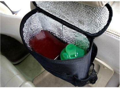 KAFEEK Car Seat Organizer/Auto Seat Back Organizer/Multi-Pocket Travel Insulated Drinks Holder Cooler/Storage Bag Cool Wrap Bottle Bag with Mesh Pockets(Heat-Preservation)