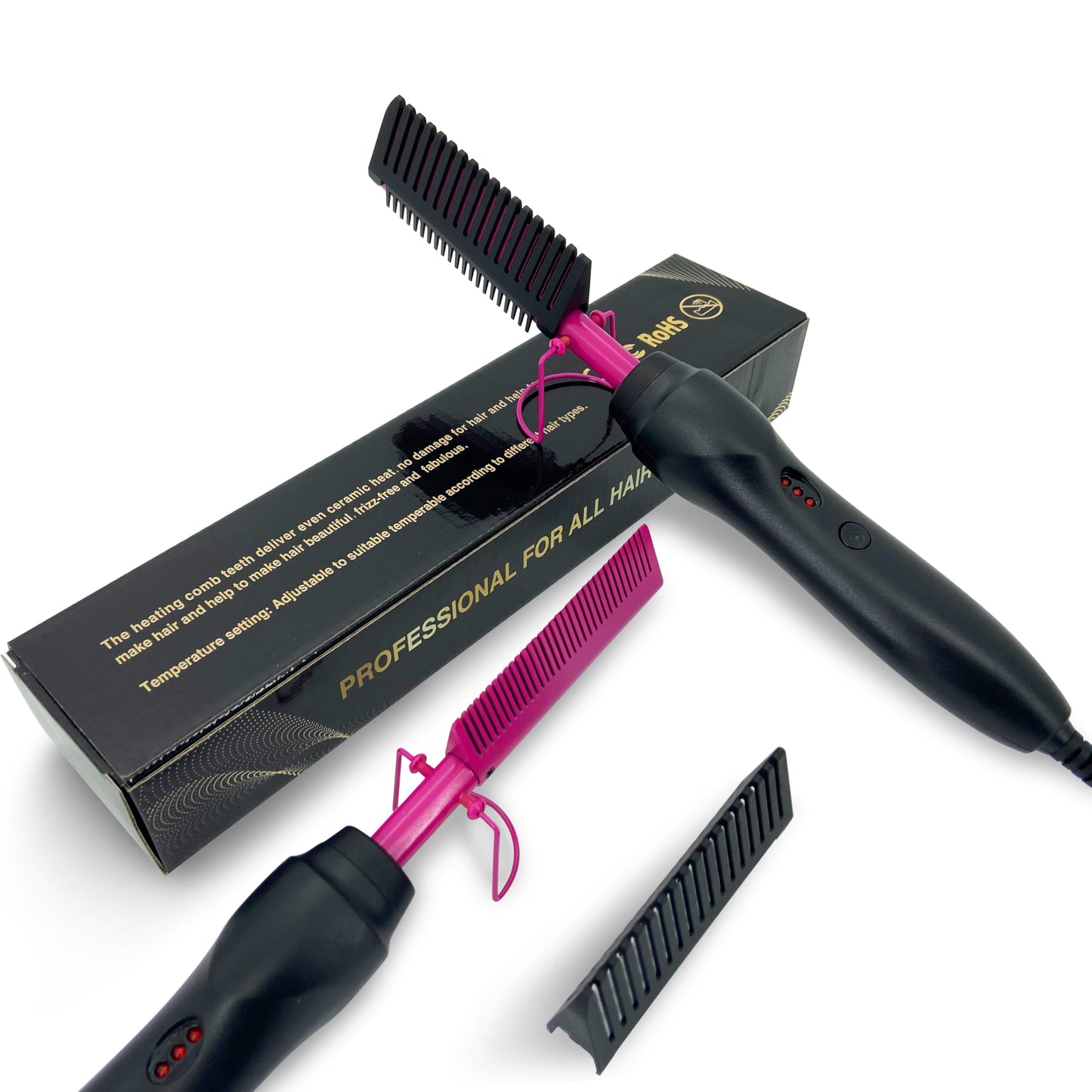 Electric Hot Comb Hair Straightener Heat Pressing Comb Curling Flat Iron Curler Hair Straightener Brush for Natural Black,Anti-Scald Beard Straightening Electric Press Comb
