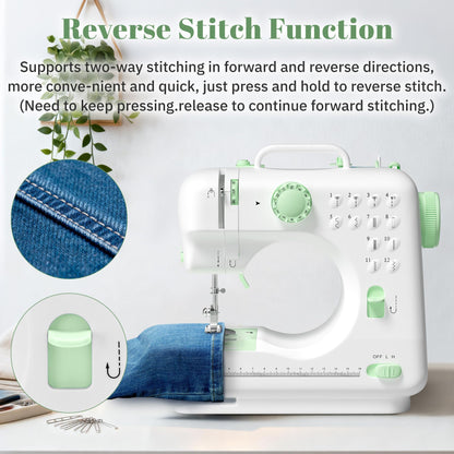 Verdanika Beginner Sewing Machine, 12 Built-in Stitches with Foot Pedal, 2-Speed Control, Portable Mini Sewing Machine for Home Travel Use & Sewing Enthusiasts (green)