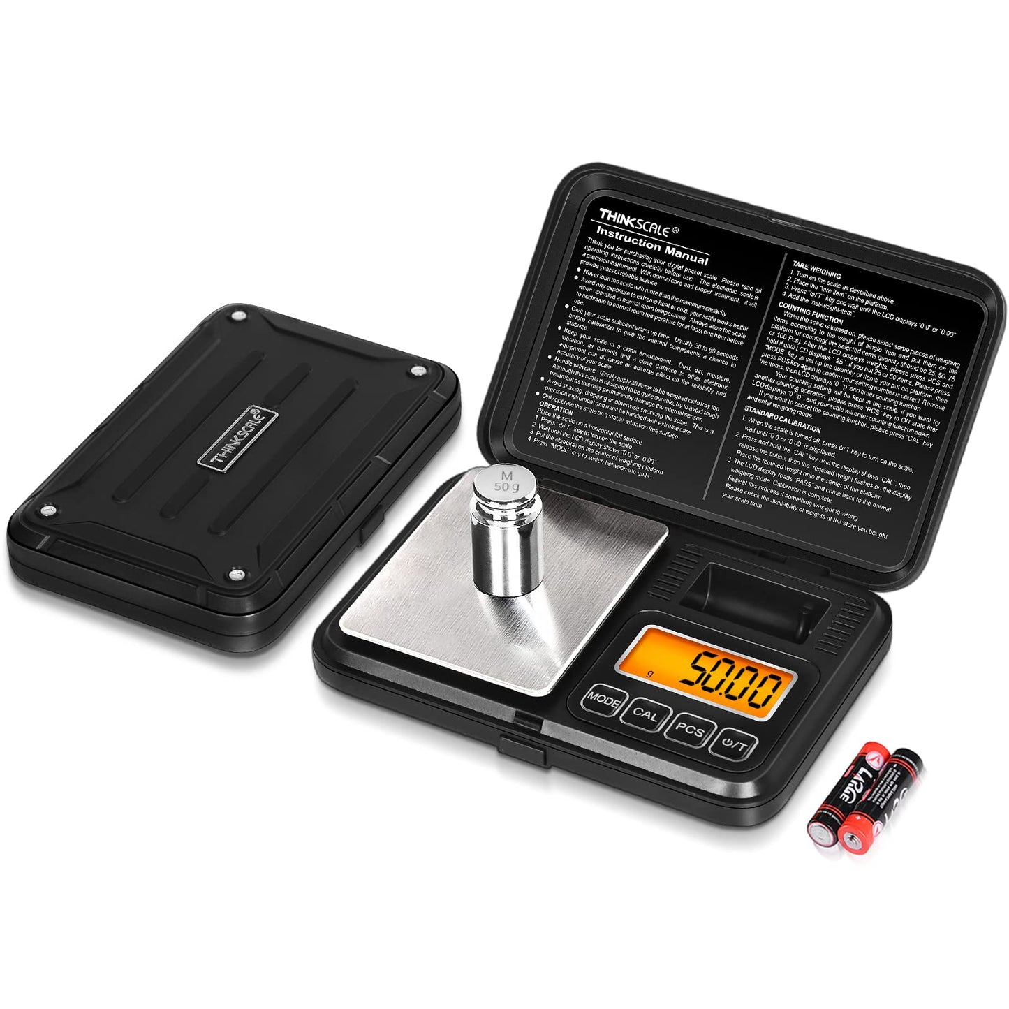 THINKSCALE Digital Pocket Scale 200g/ 0.01g, Gram Scale with LCD Backlit, Tare, Mini Scale 6 Modes, Small Scales Digital Gram and Oz for Jewelry, Powder, Herbs, Coins, Spices, Battery Included