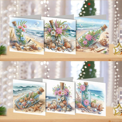 DDGYP 6 PCS Diamond Art Greeting Cards, 5.9x11.81 Inch DIY Diamond Painting Greeting Cards Kits with Envelopes, Diamond Art Cards for Birthday, Wedding, Christmas, Graduation, Celebration Gifts