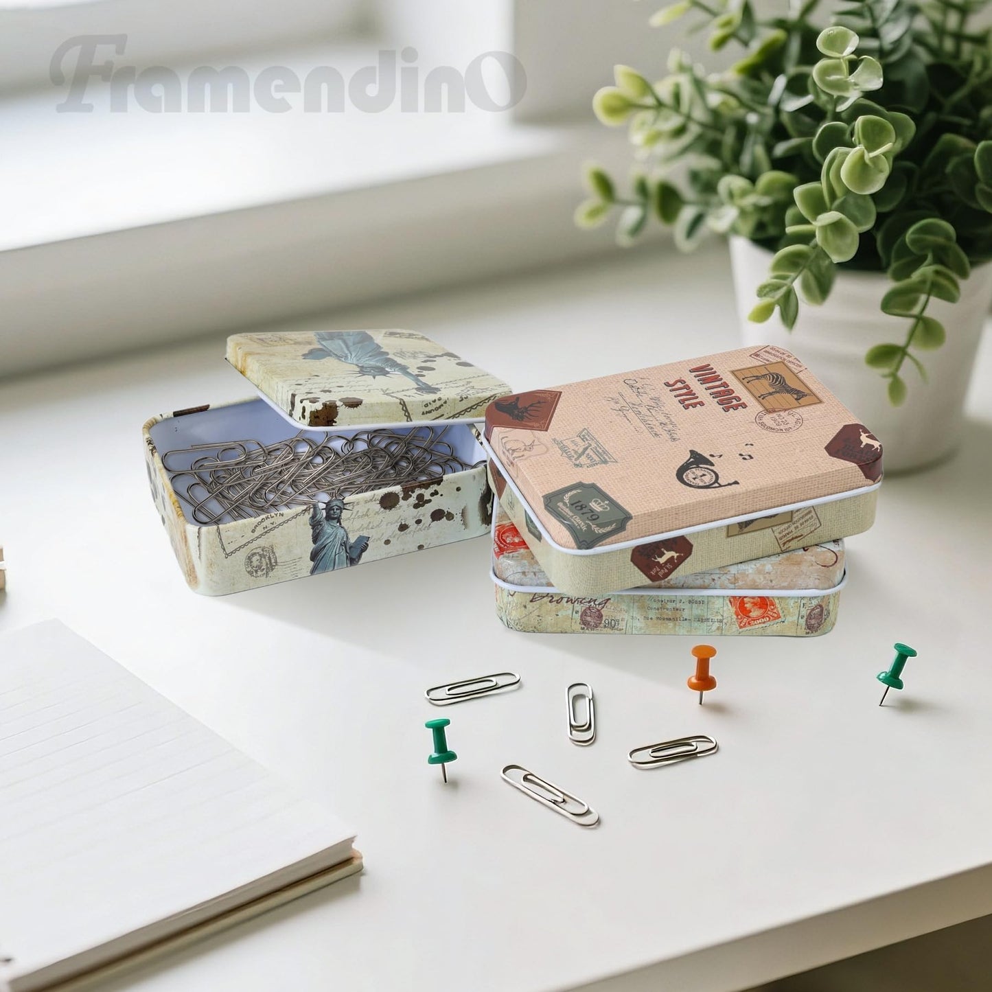 Framendino, 10 Pack Metal Tin Plate Empty Boxes Trinket Jewelry Coin Box with Lid for Candy