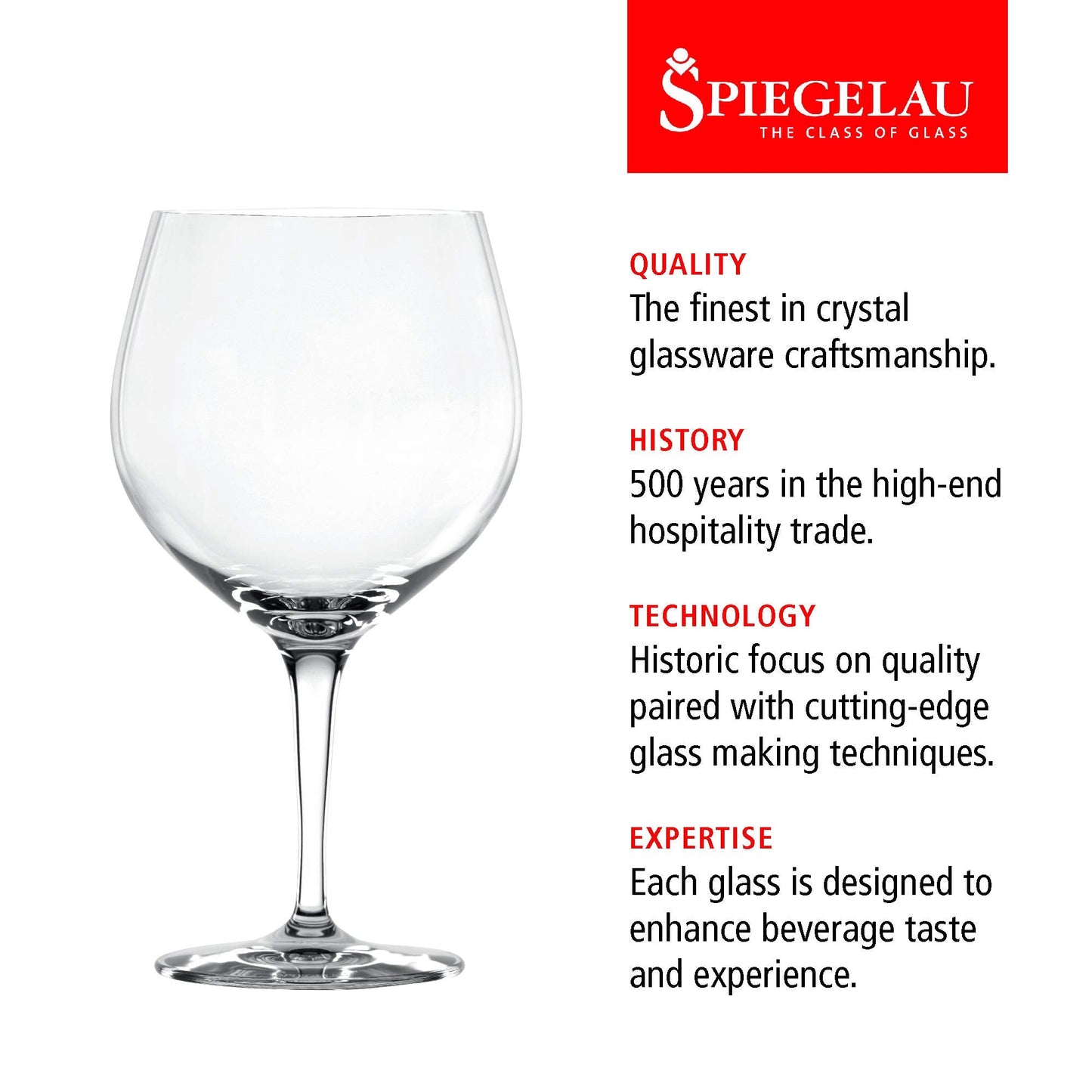 Spiegelau Gin and Tonic Glasses Set of 4, Crystal Balloon Cocktail Glasses for Gin Drinks, Spritzers and Mocktails, European-Made Glassware for Home Bar, Kitchen and Outdoor Party, 21 oz