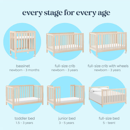 Carter's by Davinci Colby Grow 6-in-1 Convertible Crib - Portable Bassinet to Full-Size Baby Crib w/Removable Wheels, Toddler Bed, Junior, Full-Size Bed - GREENGUARD Gold Certified - Easy to Assemble