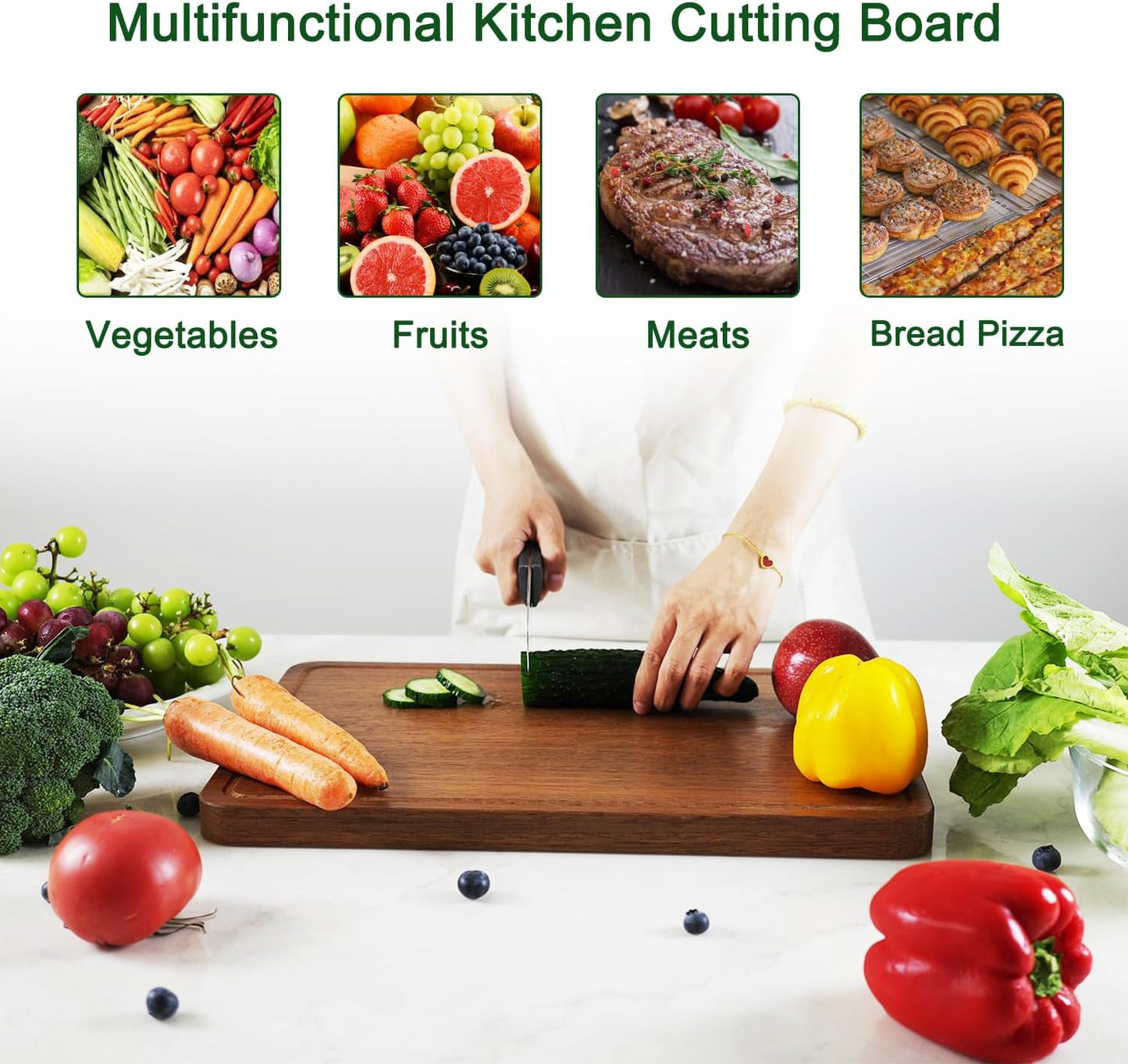 Sapevora Set 15x10.2&11.8X7.9 Solid Teak Wood Cutting Board One Piece Non Glued Large Thick Crack Resistant Wooden