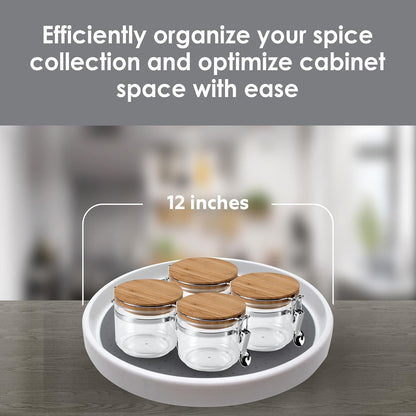Lazy Susan Turntable 2 Pack, 12 Inch Non-Skid Round Spinning Spice Organizer for Kitchen, Cabinet, Pantry, Fridge