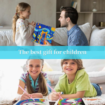 Libfx Diamond Art Kits for Kids 4 Pcs Diamond Art for Girls Boys Beginners Arts and Crafts for Kids Ages 8-12 (Dog Cat Penguin Owl)