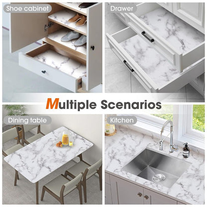Beautysaid Shelf and Drawer Liner for Kitchen Cabinet, Non Adhesive Non Slip Shelf Paper Waterproof Washable Thickened for Dresser Pantry Shelve Bathroom Protector Liner(Marble,23.6 in x 20 FT)