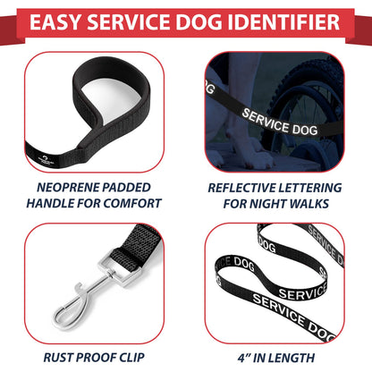 Industrial Puppy Service Dog Vest with Hook and Loop Straps & Matching Service Dog Leash Set - Harnesses from XXS to XXL - Harness Features Reflective Patch and Comfortable Mesh Design
