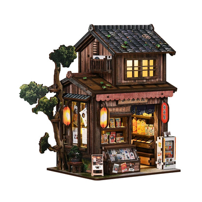 DIY Miniature House Kit, DIY Book Nook with LED Light | 3D Puzzles for Adults and Teens, Tiny House Building Kits for Bookshelf Decor, Relaxing Gift for Craft Lovers | Kasuga Grocery Store