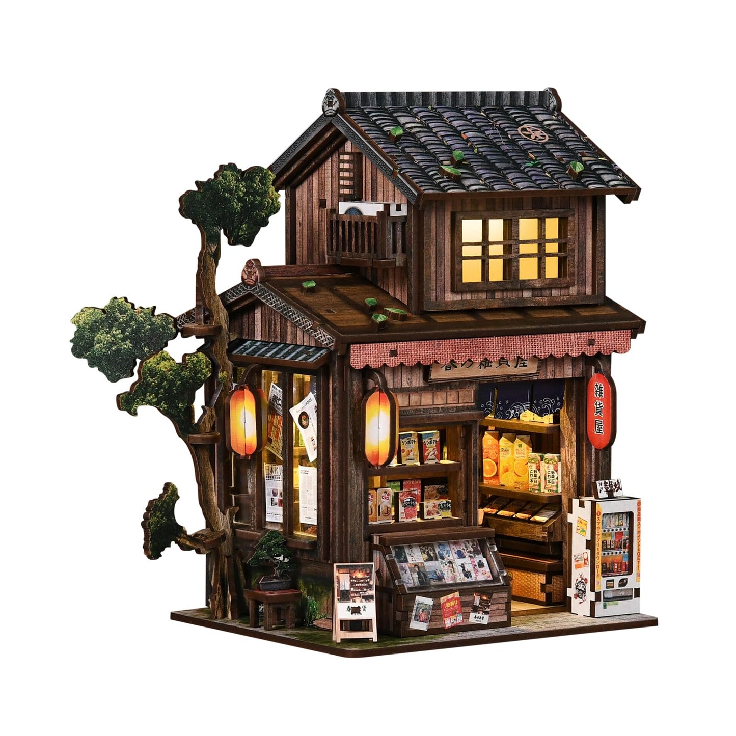 DIY Miniature House Kit, DIY Book Nook with LED Light | 3D Puzzles for Adults and Teens, Tiny House Building Kits for Bookshelf Decor, Relaxing Gift for Craft Lovers | Kasuga Grocery Store