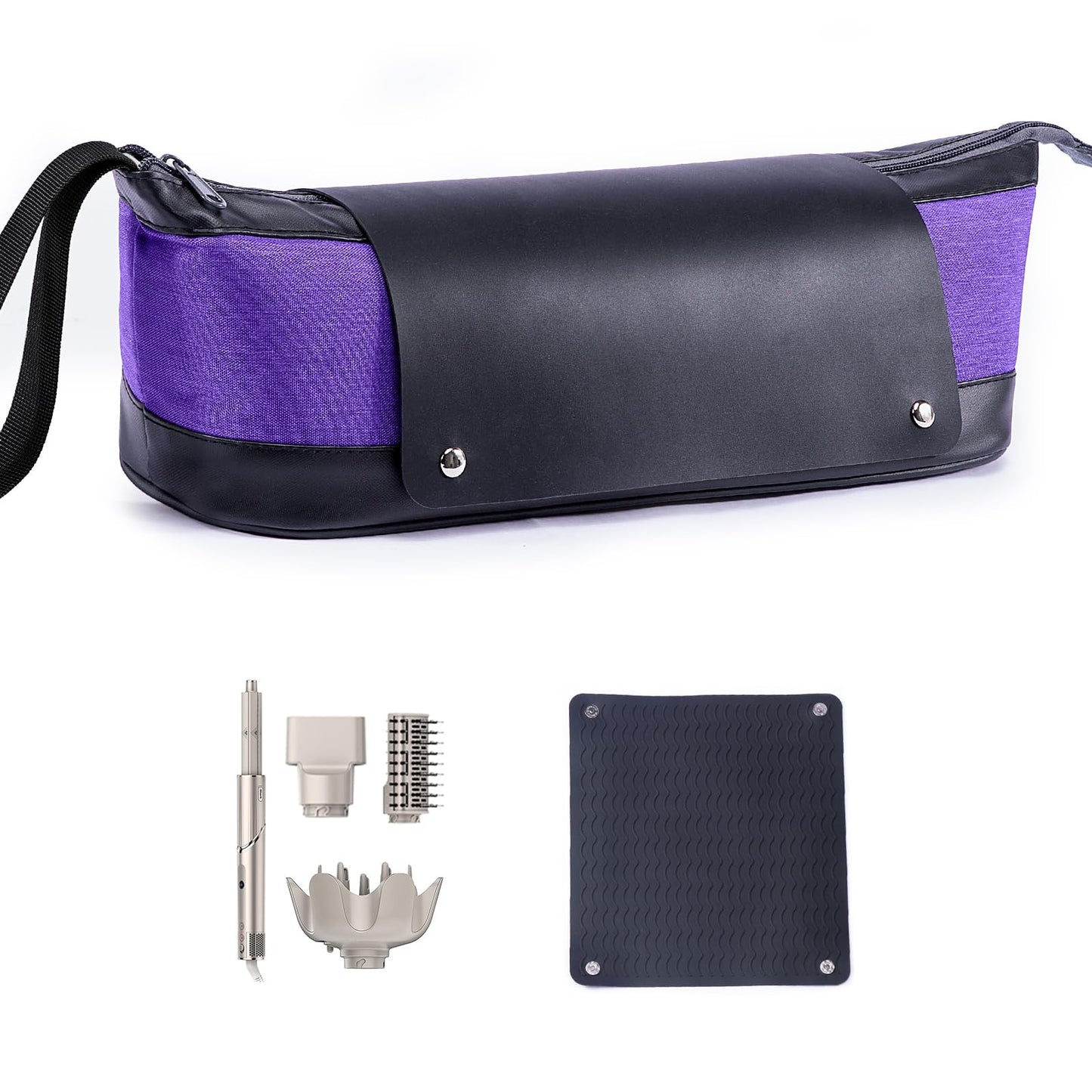 Large Hair Tools Travel Bag with Iron Mat - 2in1 Hair Tools Organizer for Hair Dryer Brush, Flat Irons, Straighteners, Curling Irons, Hair Bag, Makeup Bag, Cosmetic Bag for Travel Essentials