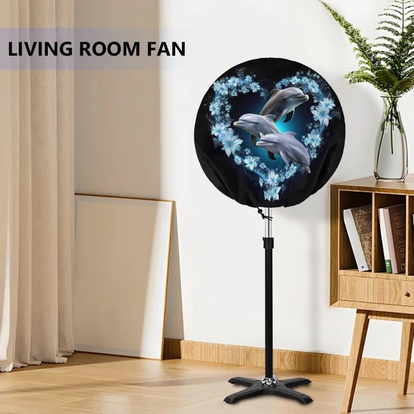 Upetstory Adorable Dolphin Fan Cover, 16 18 20 24 Inch Industrial Floor Fan Cover, Electric Household Floor Fans