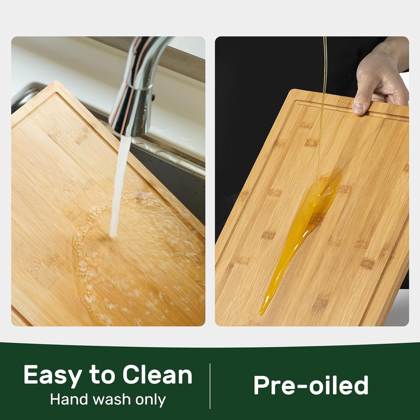 2014 Kikcoin Bamboo Cutting Boards for Kitchen, Wooden Healthy Cutting Boards for Charcuterie, Vegetables, Cheese