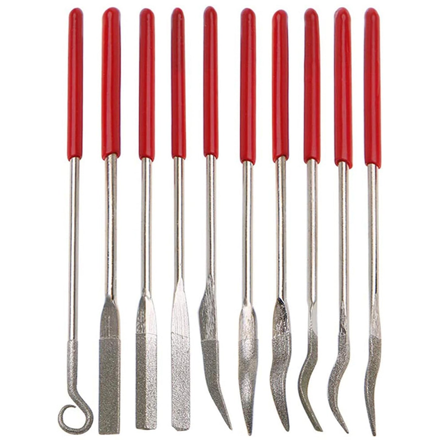 XAQISHIRE 10pcs Mini Heteromorphic Diamond Needle Files,Packed in Synthetic Leather Case,for high Precision Sanding Work on Wood,Plastic,Metal and Jewelry Carving
