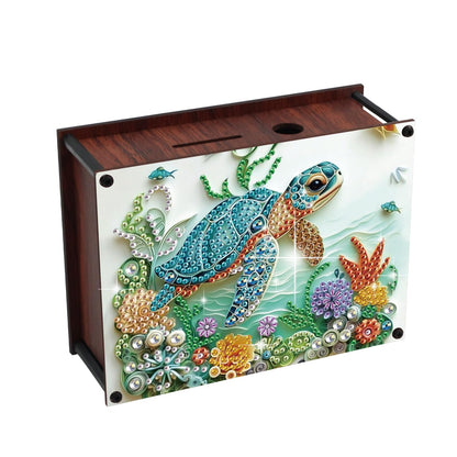 JZHYOAN Diamond Art Painting Acrylic Piggy Bank, DIY Sea Turtle Diamond Art Painting Creative Design Coin Savings Bank, Diamond Art Special Shape Partial Mosaic Money Saving Box for Adults