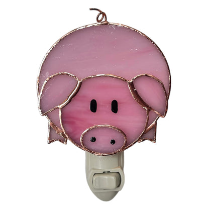 Gift Essentials Pink Pig Plug in Night Light - Stained Glass Nightlight with On/Off Rocker Switch - Includes One 4 Watt Replaceable Incandescent Warm Glow Bulb