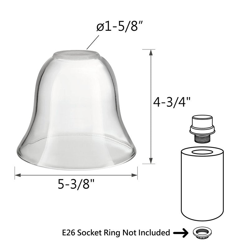 Aspen Creative 23625-60-3, Clear Glass Shade For Lighting Fixture/Vanity Light/Wall Light, Size: 5-3/8" D x 4-3/4" H, 3Pcs/Pack
