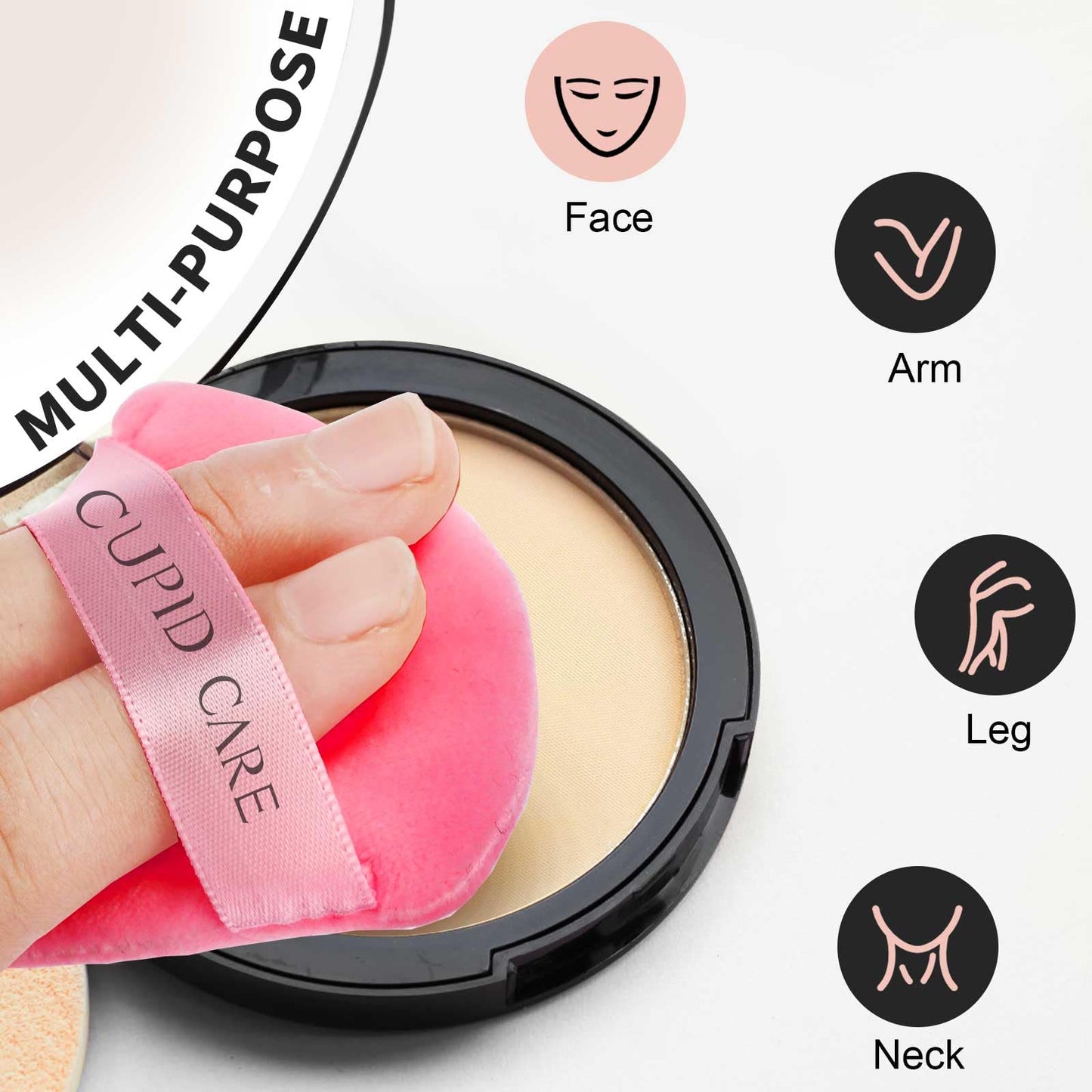 6 Pcs Triangle Powder Puff with 2 Travel Cases, Setting Powder Puffs for Face, Velour Makeup Puff for Loose Powder Body Powder, Blender Sponge Foundation Blending Sponges Beauty Tools