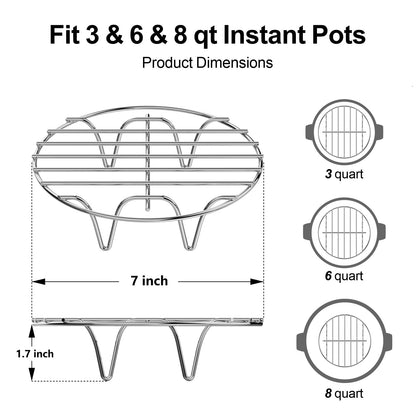 GSlife Trivet for Instant Pot Steamer Rack - Stainless Steel Accessories, 7 Inch Steam Rack Fits 3, 6 Qt Pressure Cooker, Cooking Cooling Steaming Baking Stand, 1 Pack