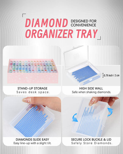 forever young 45pcs Diamond Painting Storage Containers Trays, Diamond Art Accessories Diamond Painting Trays with Lids, 2-in-1 Storage, Bead Storage & Line-Up, Box Package