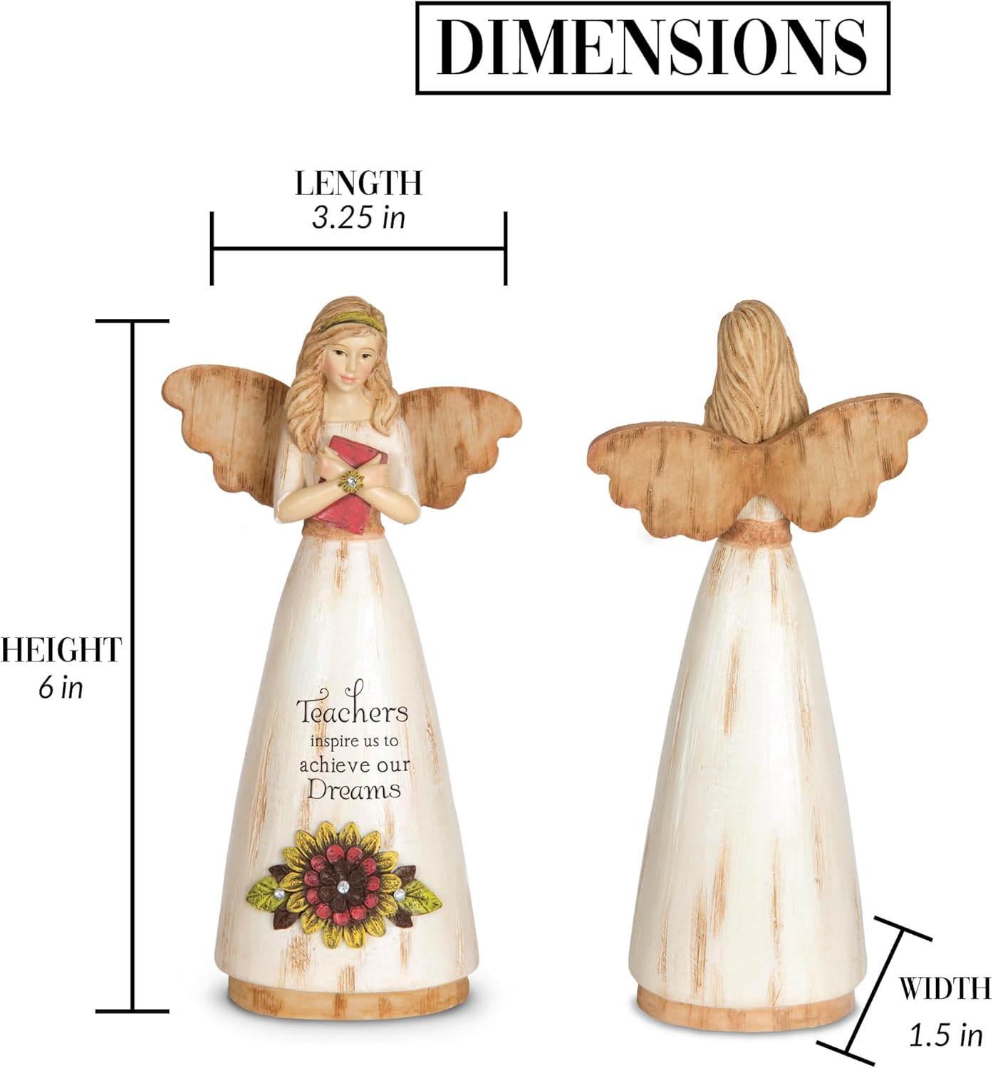 Pavilion Gift Company 03013 Beige Teacher Angel Figurine, 6-Inch