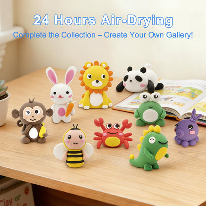 Air Dry Clay Kit for Kids: 12 Animals Modeling Magic Clay Set with Sculpting Tools and Tutorials Safe Non-Toxic & Light Soft DIY Art Craft Molding Clay School Class Home Party Gifts for Boys Girls