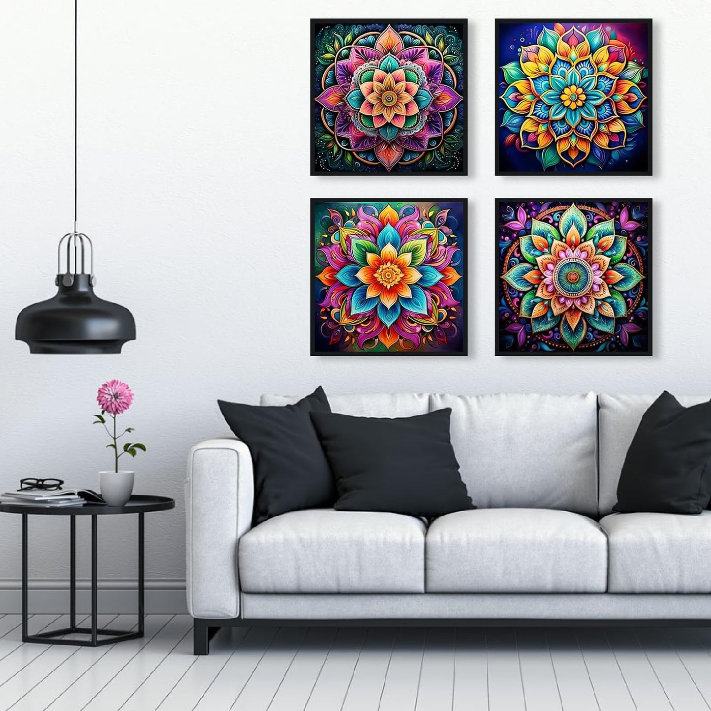 EIBEILI 4 Pack Diamond Art Kits for Adults - Mandala 5D Diamond Painting Kits for Beginner,DIY Gem Art Full Drill Diamond Dots Crystal Craft Kits for Gift Home Wall Decor 12x12inch