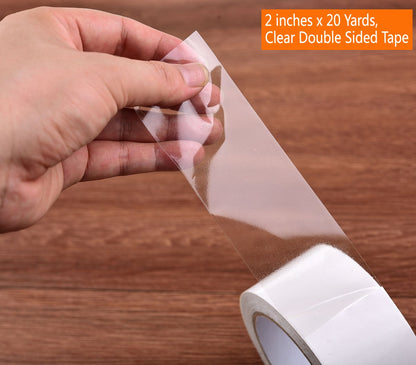 i frmmy Removable Clear Double Sided Sticky Tape- No Residue, 2 Inches x 20 Yards