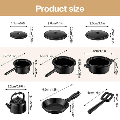Sumind 20 Pcs Dollhouse Miniature Cooking Set Pots and Pans 1/12 Scale Miniature Metal Stovetop Cookware for Mini Kitchen, Dollhouse Decoration Accessories for Party Supplies