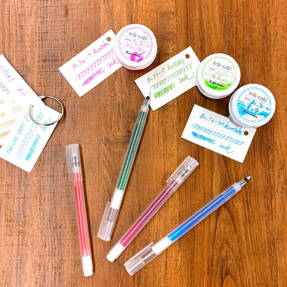 Kuretake Karappo Pen, Fine Brush tip 5pcs set, Empty refillable ink pen, for lettering, calligraphy, illustration, drawing, Made in Japan
