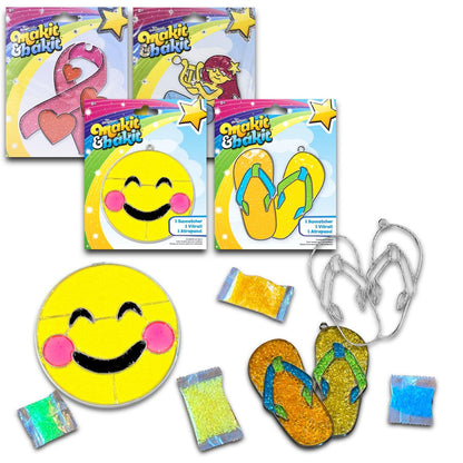 Suncatchers Kits for Adults - 4 Pc Bundle with Suncatchers (Ribbon, Emoji, Flip Flops, Mermaid) | Suncatchers Painting Kit, Suncatchers Craft Kits