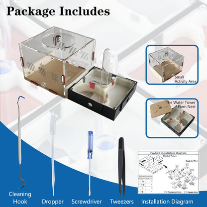Ant Farm Nest Science DIY Terrarium Kit Care for Live Ants Ant Habitat with Water Tower Nurturing Room and Comprehensive Observation-Set 1