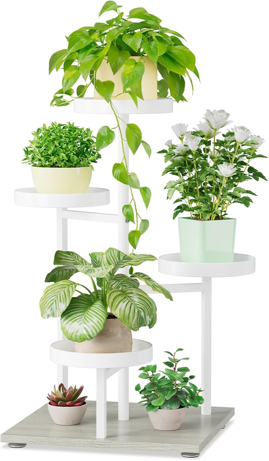 4 iDavosic.ly Tier Plant Stand Indoor, Tiered Corner Flower Holder Shelf Outdoor, Metal Tall Orchid Display Rack