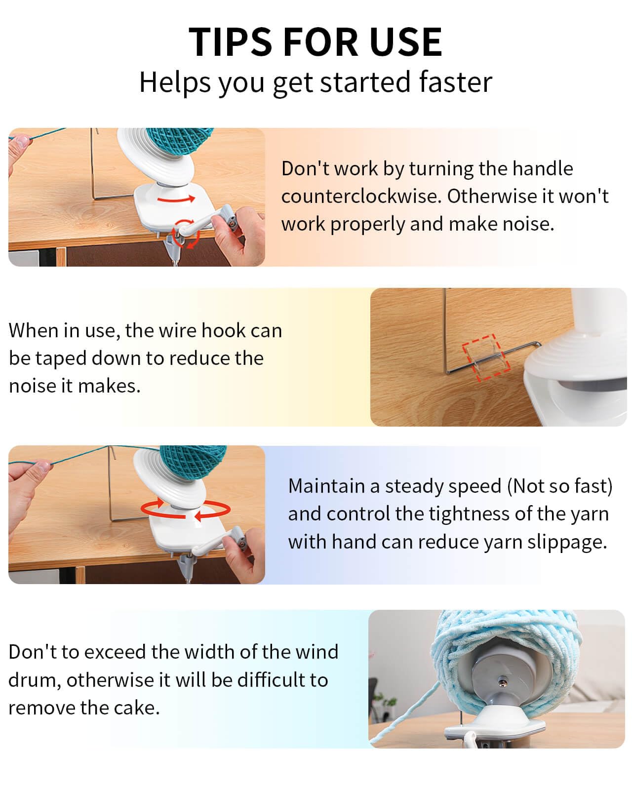 SPEENSUN Yarn Winder, 3.5 OZ Easy-to-Install and Efficiently Yarn Spinner with Lower Noise, Robust ABS Material Ball Winder for Crochet and Knitting Lover for Yarns Below Size 5