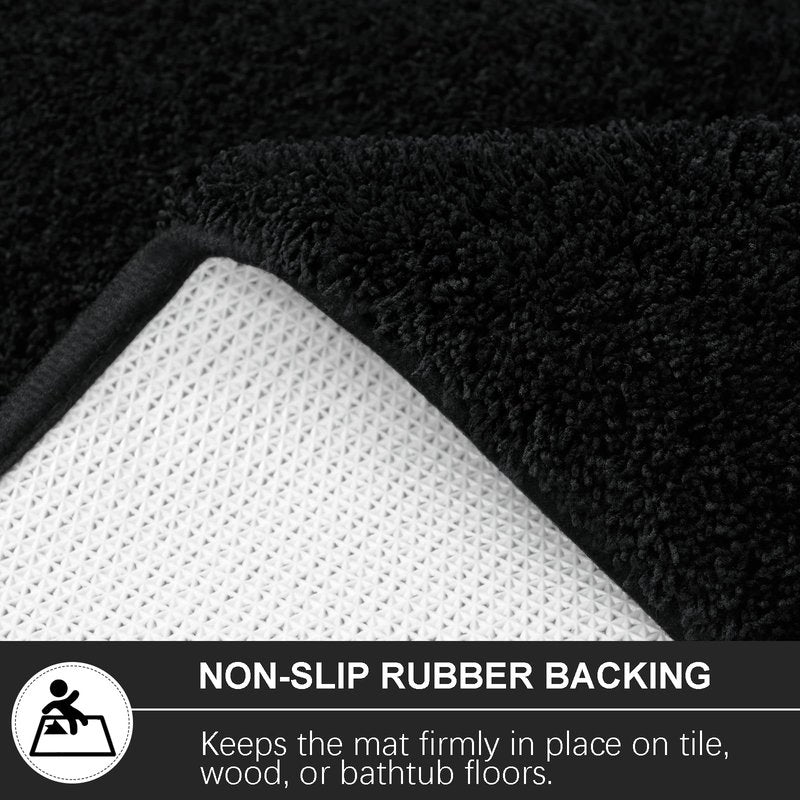 B BENRON Bathroom Runner Rugs 60x24, Extra Soft and Absorbent Bath Mats, Non-Slip Shaggy Long Bath Rug for Bathroom Floor, Tub and Shower, Machine Washable, Quick Dry, Black