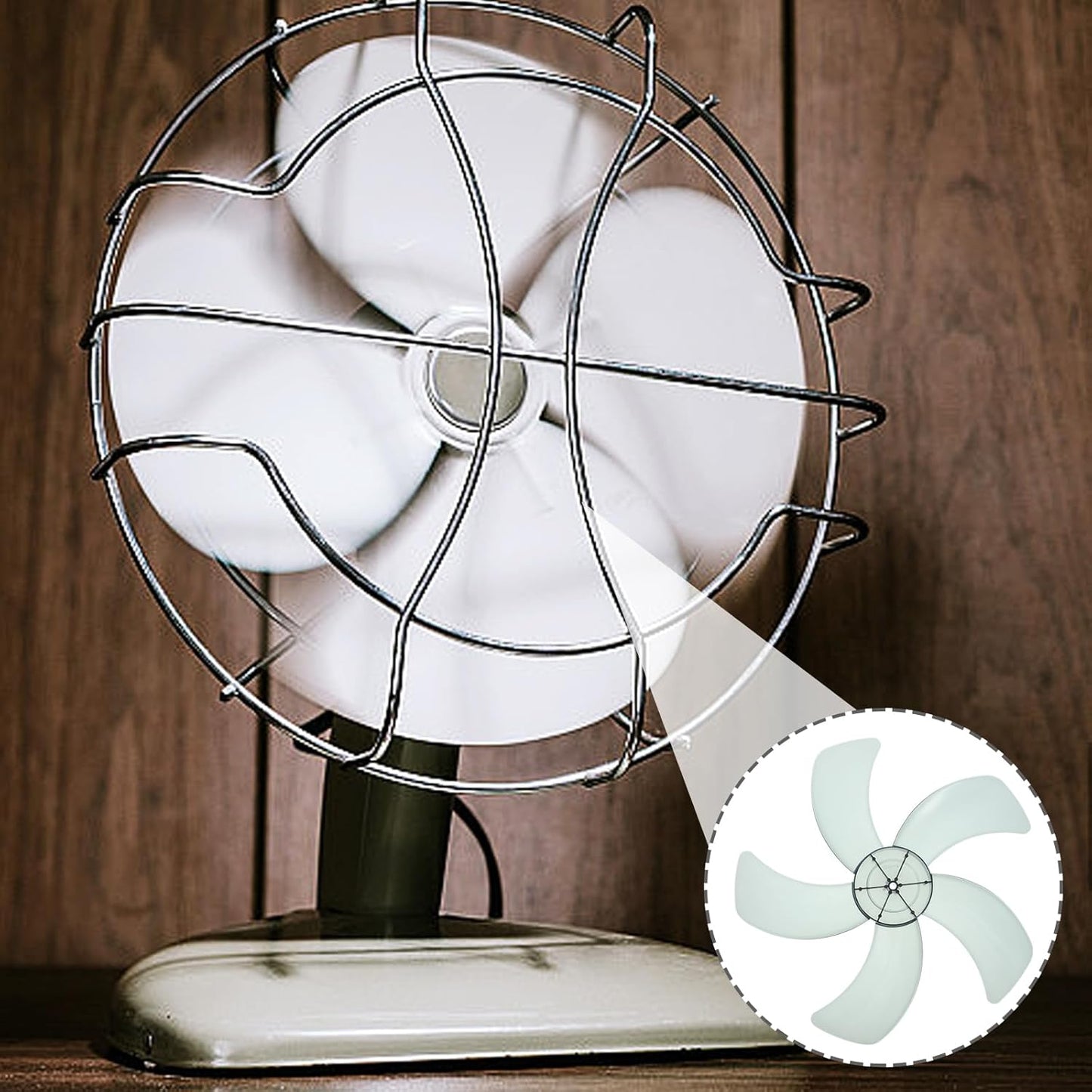 Garneck 14 Inch Standing Fan Blades, Five Blade Plastic Fan Blades with Nut Cover, Universal Replacement Blades for