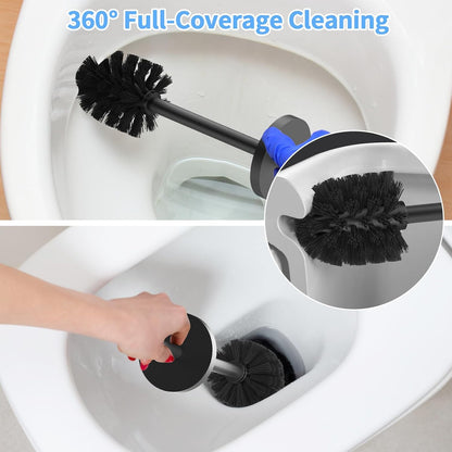 Flyzenvibe Set Stainless Steel Toilet Brush and Holder Oil Rubbed Matte Black Heavy Duty Toilet Bowl Brush with Long