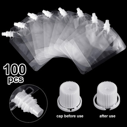 200 Sport(6.7 oz) Meanplan Pcs Reusable Plastic Pouches Bulk Squeeze Plastic Juice Drink Pouches Clear Leak Proof Bags