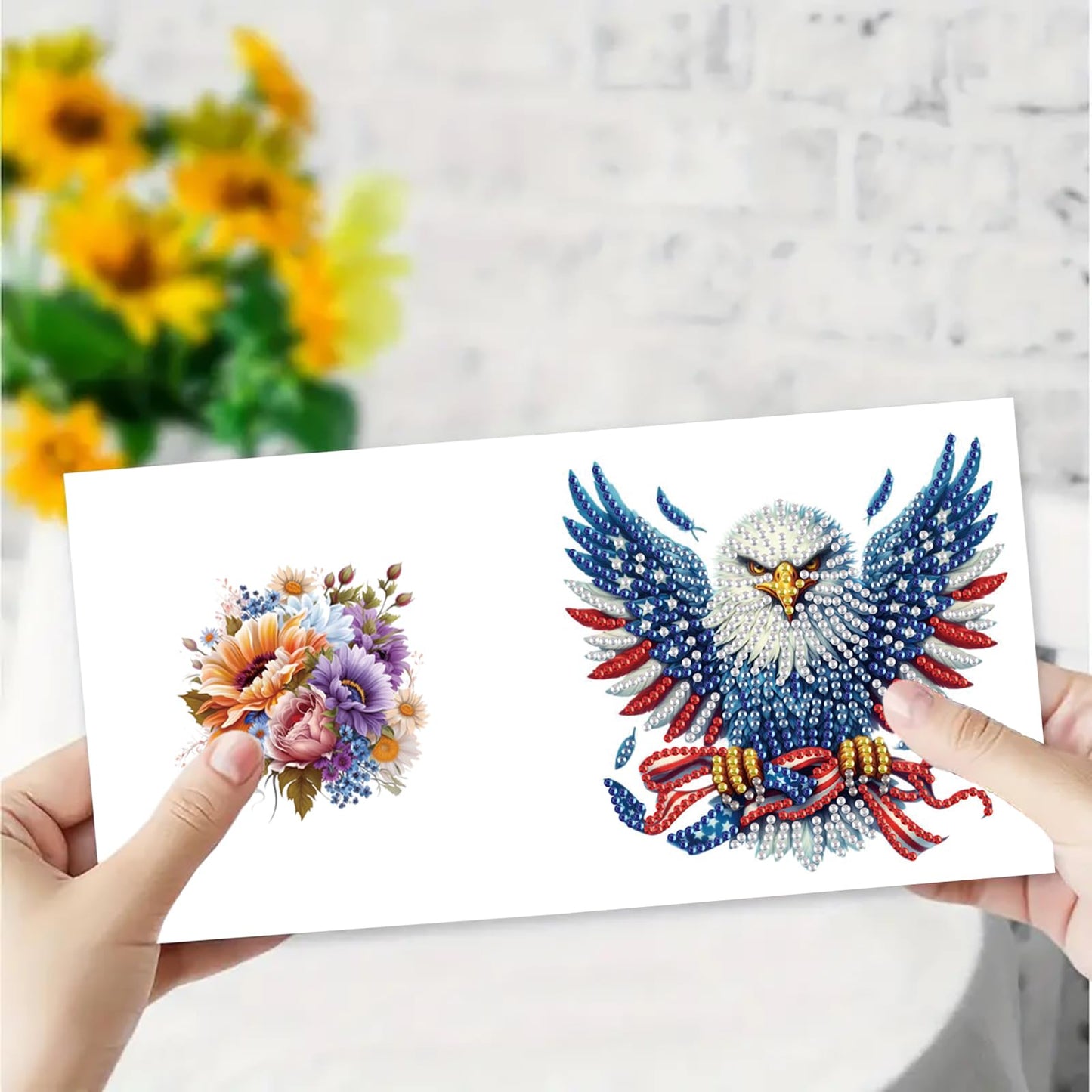 NanBaDa 6-Piece Independence Day Diamond Painting Greeting Card Set - Handmade Holidays and Greetings Craft Cards with Envelopes - Suitable for Casual and Stress Relieving Home Decoration Gifts