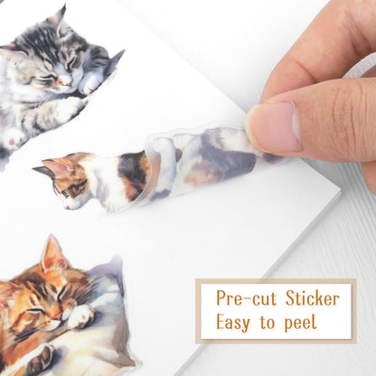 Dizdkizd Coffee and Pet Journaling Stickers for Women, 184 Die Cuts PET and Paper Scrapbook Sticker Kit, Cute Cats and Girl Sticker for Bullet Journals, Planners, Collage
