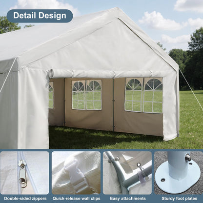 YOPTO 10x20 FT Party Tent Outdoor Tents for Parties W/Removable Sidewalls,Canopy Tent W/ 6 Windows & Double-Sided Zippers,All Weather Heavy Duty Gazebo for Carpas para Fiestas,Wedding,Carport,White