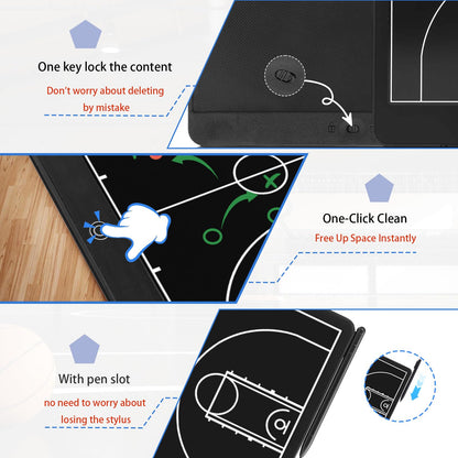Electronic 16 inch Basketball Coaching Boards, Portable Erasable Pro Strategy Board for Training Teaching Competition Command,Tactical Drawing Tablet Coach Gifts (16 inch Basketball)