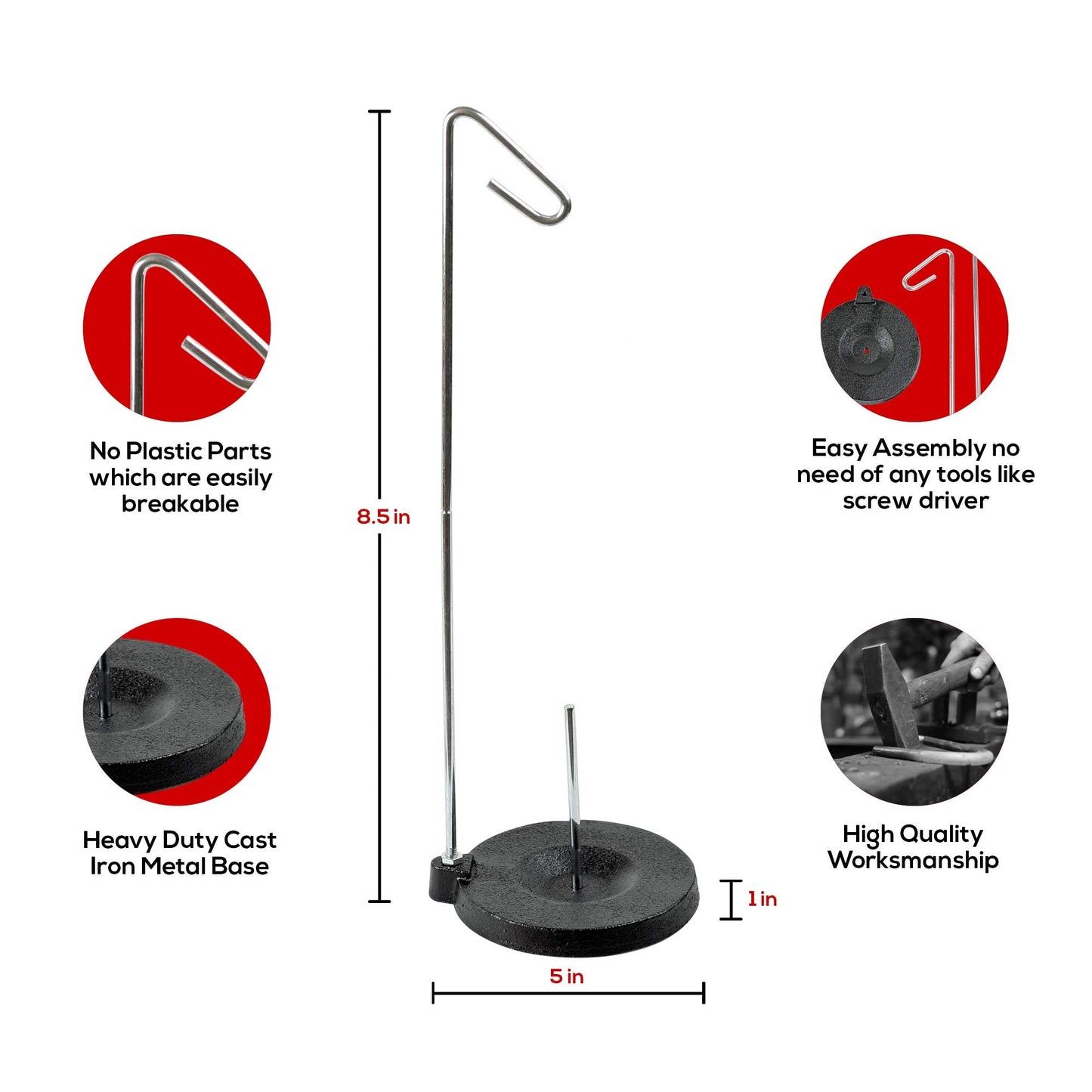 Single Cone Spool Stand Alone Cast Iron Thread Stand Thread Holder Fits for Sewing Embroidery Serger Brand