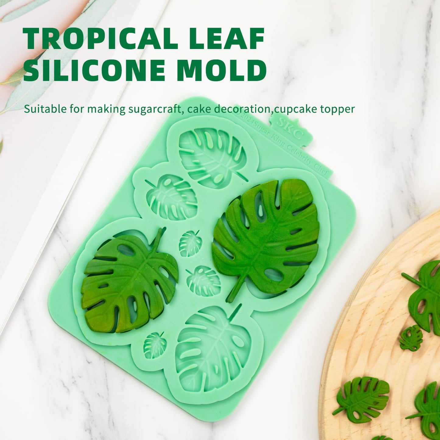 KALAIEN Leaf Molds Silicone,Leaves Chocolate Mold Leaf Fondant Molds Silicone for Clay Crafts Air Dry,3D Candy Gumpaste Moulds Set of 3
